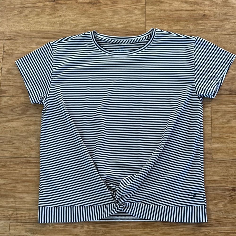 Vineyard Vines Girls Stripe Shirt Large 14 Performance Nautical Coastal Classic